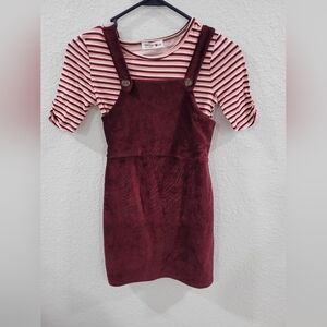 Girls Burgundy overall dress medium 7/8